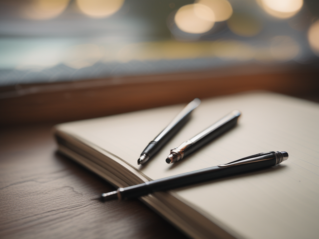 three pens on top of a notebook to contact me